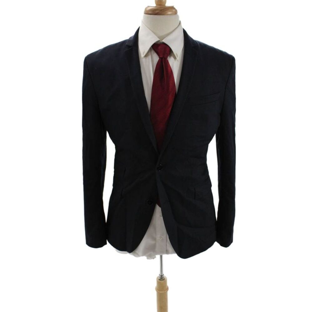 Zara Man Mens Two-Buttoned Long Sleeve Collared Blazer Blue Size 40
